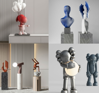 现代雕塑组合 雕塑摆件 卡通雕塑 抽象雕塑 饰品摆件 陈设 装饰摆件